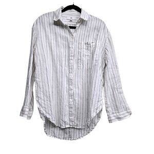 Banana Republic Linen Stripe Button Up Shirt XS Coastal Grandmother Minimalist